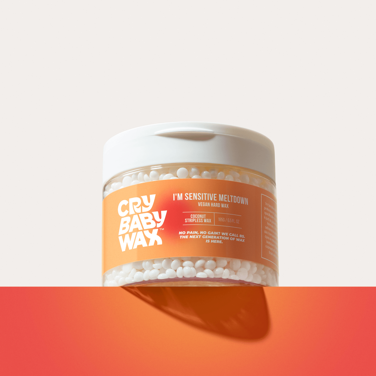I'm Sensitive Meltdown vegan hard wax beads by Crybaby Wax, rosin-free low-temperature beads for sensitive skin