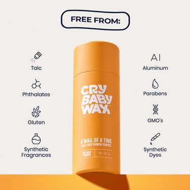 A Wail of a Time aluminum-free priming powder for smoother, less painful at-home hard waxing on sensitive skin
