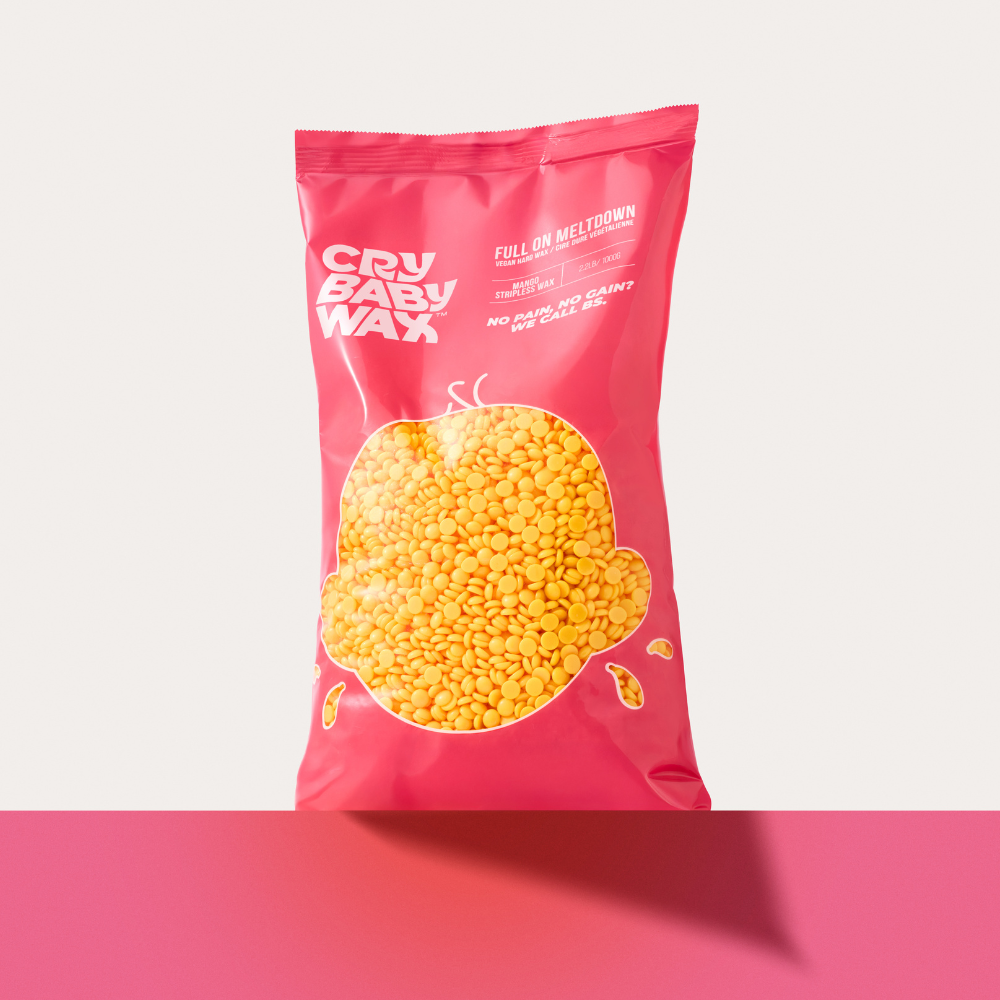 Full On Meltdown 1000g vegan hard wax bag for at-home PCOS facial hair removal and coarse body hair waxing