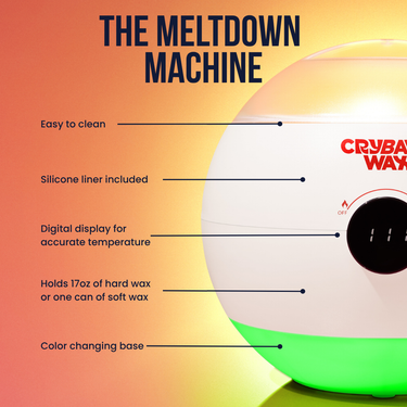 Meltdown Machine wax warmer benefits, temperature-controlled and easy to use for at-home hard waxing of body and face