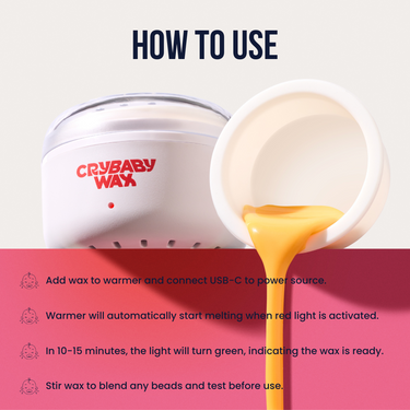 How to use the Mini Meltdown Machine USB-C warmer: melt hard wax beads until the ready light turns green