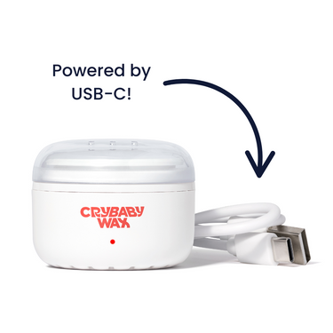 Mini Meltdown Machine compact wax warmer powered by USB-C for at-home lip and brow waxing