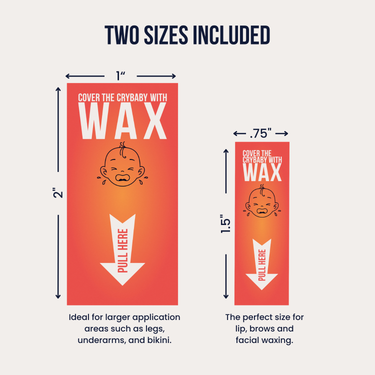 Stiff Upper Rip wax pull-tab strips in two sizes for body and facial waxing