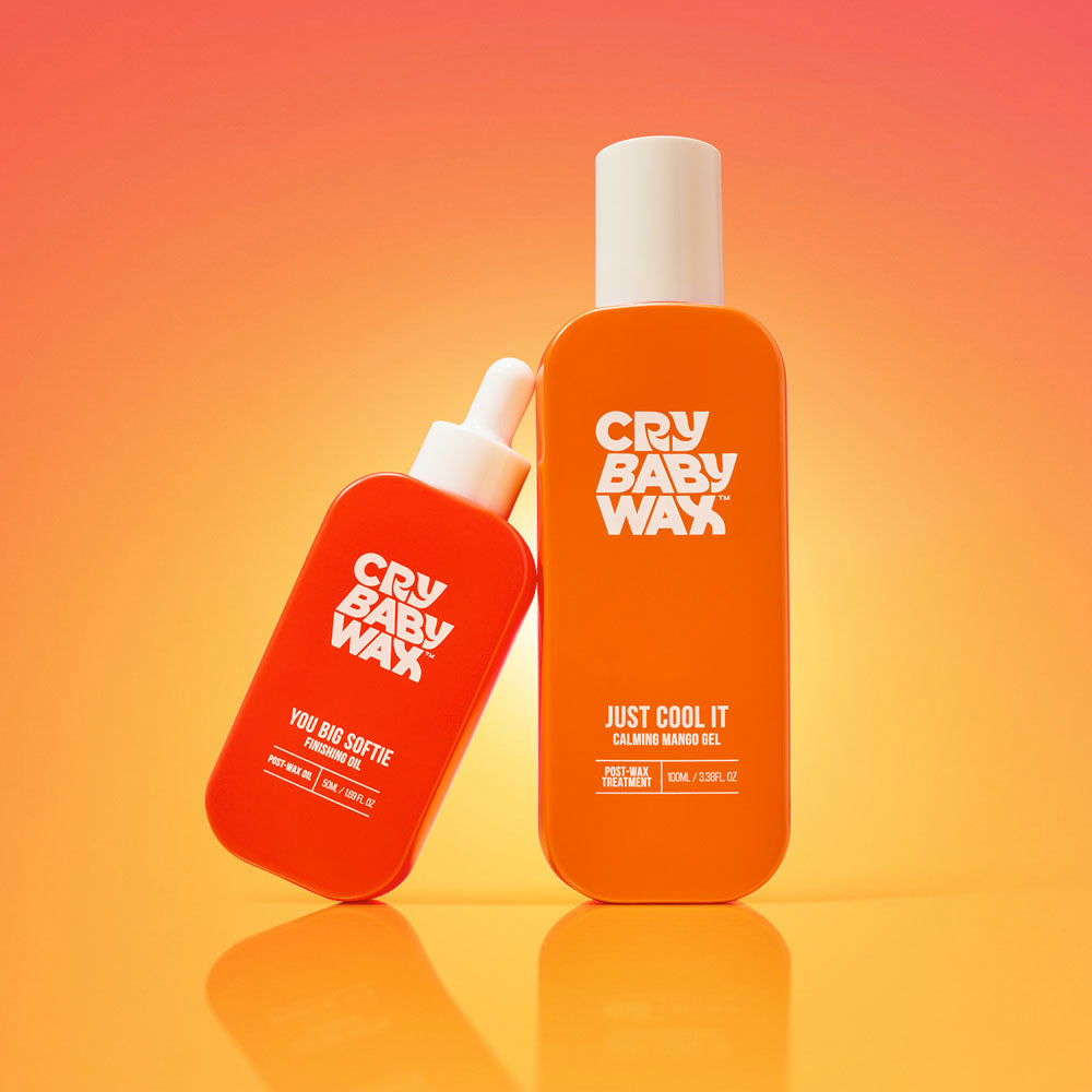 You Big Softie Finishing Oil and Just Cool It Calming Mango Gel grouped for post-wax skin recovery